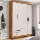 Guarda-Roupa Solteiro Genova 4 Portas 2 Gavetas 22112 Cinamomo/Off White - Carioca Móveis