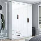 Guarda-Roupa Solteiro Genova 4 Portas 2 Gavetas Branco - Carioca Móveis