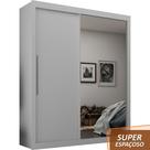 Guarda Roupa Solteiro Grande com Espelho 2 Portas 3 Gavetas Royale Gelius - Branco MDF