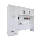 Guarda-Roupa Solteiro Herval Essence, 5 Portas, 3 Gavetas, Cabeceira Integrada, Branco