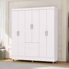 Guarda Roupa Solteiro Ideal 6 Portas 2 Gavetas Branco - Vila Rica