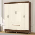 Guarda Roupa Solteiro Ideal 6 Portas 2 Gavetas Imbuia e Champanhe - Vila Rica