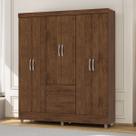 Guarda Roupa Solteiro Ideal 6 Portas 2 Gavetas Marrom - Vila Rica