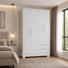 Guarda Roupa Solteiro Infantil Armário Closet 4 Portas 2 Gavetas Grande Paris Mdf Mdp Premium Branco