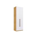 Guarda-Roupa Solteiro Infinity com Cabideiros 2 Portas Savana e Branco