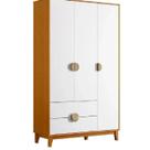 Guarda Roupa Solteiro Ipê Com 3 Portas e 2 Gavetas Cinamomo Branco - Móveis Leartam