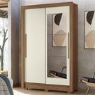 Guarda-Roupa Solteiro Jardins 2 Portas 2 Gavetas Jatoba/Areia com Espelho - Pnr Móveis
