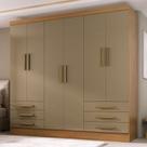 Guarda-Roupa Solteiro Lancaster 6 Portas 6 Gavetas 100% Mdf Cinamomo/Cappuccino - Panorama Móveis Guarda-Roupa Solteiro Lancaster 6 Portas 6 Gavetas 100% Mdf Cinamomo/Cappuccino - Panorama Móveis