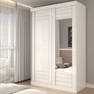Guarda-Roupa Solteiro Legado 2 Portas 2 Gavetas com Espelho 100% Mdf Branco - Panorama Móveis