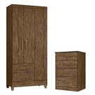 Guarda Roupa Solteiro Lima E Cômoda Ms913 Castanho Wood - Moval Guarda Roupa Solteiro Lima E Cômoda Ms913 Castanho Wood - Moval