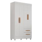 Guarda Roupa Solteiro Lite 4 Portas Branco Brilho - Móveis Leão Guarda Roupa Solteiro Lite 4 Portas Branco Brilho - Móveis Leão