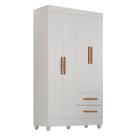 Guarda Roupa Solteiro Lite 4 Portas Branco Brilho - Móveis Leão