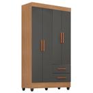 Guarda Roupa Solteiro Lite 4 Portas Nature Cinza Móveis Leão