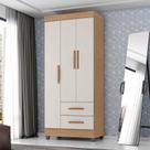 Guarda Roupa Solteiro Lite Ambiente 3 Portas Nature Off White - Móveis Leão