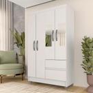 Guarda Roupa Solteiro Lohaine 4 Pts C/ Espelho Branco Guarda Roupa Solteiro Lohaine 4 Pts C/ Espelho Branco