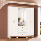 Guarda-Roupa Solteiro Lord 4 Portas 3 Gavetas Flex Branco/Camarim - Pnr Móveis