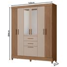 Guarda Roupa Solteiro Malta 7 Portas Carvalho Fendi Com Espelho - Moval