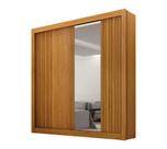Guarda-roupa Solteiro MDF 2 Portas de Correr 2 Gavetas com Espelho Milano Leifer Móveis