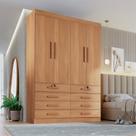 Guarda Roupa Solteiro MDF 4 Portas 8 Gavetas Marselha Plus