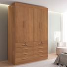 Guarda Roupa Solteiro MDF 4 Portas 8 Gavetas Marselha Plus Marrom/Cinamomo