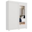 Guarda-Roupa Solteiro MDF Herval Alva, 2 Portas de Correr, Branco Ártico, com Espelho