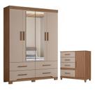 Guarda Roupa Solteiro Miami e Cômoda Vênus com pés Carvalho Fendi Moval Guarda Roupa Solteiro Miami e Cômoda Vênus com pés Carvalho Fendi Moval