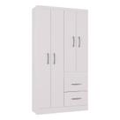 Guarda Roupa Solteiro Milão 4 Portas Branco Brilho Poquema