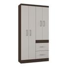 Guarda Roupa Solteiro Milão 4 Portas Chocolate Off White Poquema