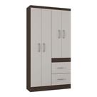 Guarda Roupa Solteiro Milão 4 Portas Chocolate Off White Poquema