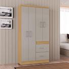 Guarda Roupa Solteiro Milão 4 Portas Damasco Off White - Poquema
