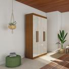 Guarda-Roupa Solteiro Miranda 4 PT Imbuia e Off White