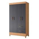 Guarda Roupa Solteiro Mobi 04 portas Freijo Titanium - Móveis Albatroz
