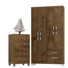 Guarda Roupa Solteiro Módena 4 Portas e Cômoda Cannes 5 Gavetas Malbec Incorplac