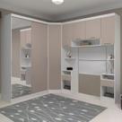 Guarda Roupa Solteiro Modulado Espelho Cp06 Taiga Branco/Cinnamon L01 - Mpozenato