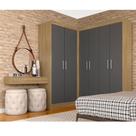 Guarda Roupa Solteiro Modulado Itala Boreal/grafite - Móveis Arapongas