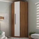 Guarda-Roupa Solteiro Modulado Lugano 1 Porta 2 Prateleiras Nogal/Branco - Hecol Móveis
