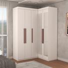 Guarda-Roupa Solteiro Modulado Odisseia 5 Portas 12 Prateleiras com Espelho Branco - Panorama Móveis