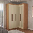 Guarda-Roupa Solteiro Modulado Odisseia 5 Portas 12 Prateleiras com Espelho Cinamomo/Off White - Panorama Móveis