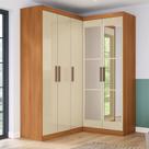 Guarda-Roupa Solteiro Modulado Paris 5 Portas com Espelho Cinamomo/Off White - Maxel