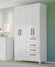 Guarda Roupa Solteiro Moval Sobral Branco/ Rosa/ Lilás/ Azul Flex 4 Portas 4 Gavetas