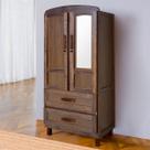 Guarda-Roupa Solteiro Murici Madeira Maciça 2 Portas 2 Gavetas com Espelho Imbuia Natural - Pnr Móveis