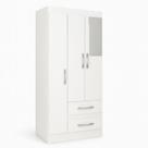 Guarda-Roupa Solteiro Nobre 3 Portas 2 Gavetas - Branco