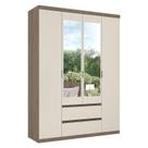 Guarda Roupa Solteiro Nobre Slim Glass 4 Portas Rústico Off White - THB