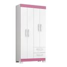 Guarda-Roupa Solteiro NT 6010 - Branco / Rosa - Notável