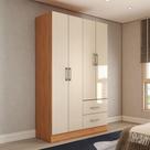 Guarda-Roupa Solteiro Paraná 4 Portas 2 Gavetas Cinamomo/Off White - Panorama Móveis