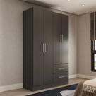 Guarda-Roupa Solteiro Paraná 4 Portas 2 Gavetas Preto - Panorama Móveis