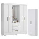 Guarda Roupa Solteiro Paris 2045150 e Armário Multiuso 2000191 Branco - Aramóveis Guarda Roupa Solteiro Paris 2045150 e Armário Multiuso 2000191 Branco - Aramóveis