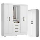 Guarda Roupa Solteiro Paris 2045150 e Armário Multiuso New 2000192 Branco - Aramóveis