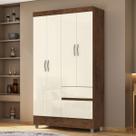 Guarda Roupa Solteiro Pequeno Ideal 4 Portas 2 Gavetas Imbuia Champanhe - Vila Rica