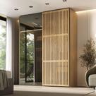 Guarda Roupa Solteiro Portas de Correr e Gavetas 1,83m com Vidro Reflecta LED e Sapateira Deslizante 100% MDF
